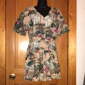 Vintage Romper Tourist Clothes African Map sz M